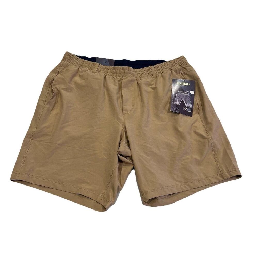 Hollywood Athletic Shorts NEW NWT Gym Lined XXL 2XL Ultimate Stretch Khaki